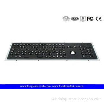 103 Keys Kiosk Black Metal Keyboard With Trackball For Pane